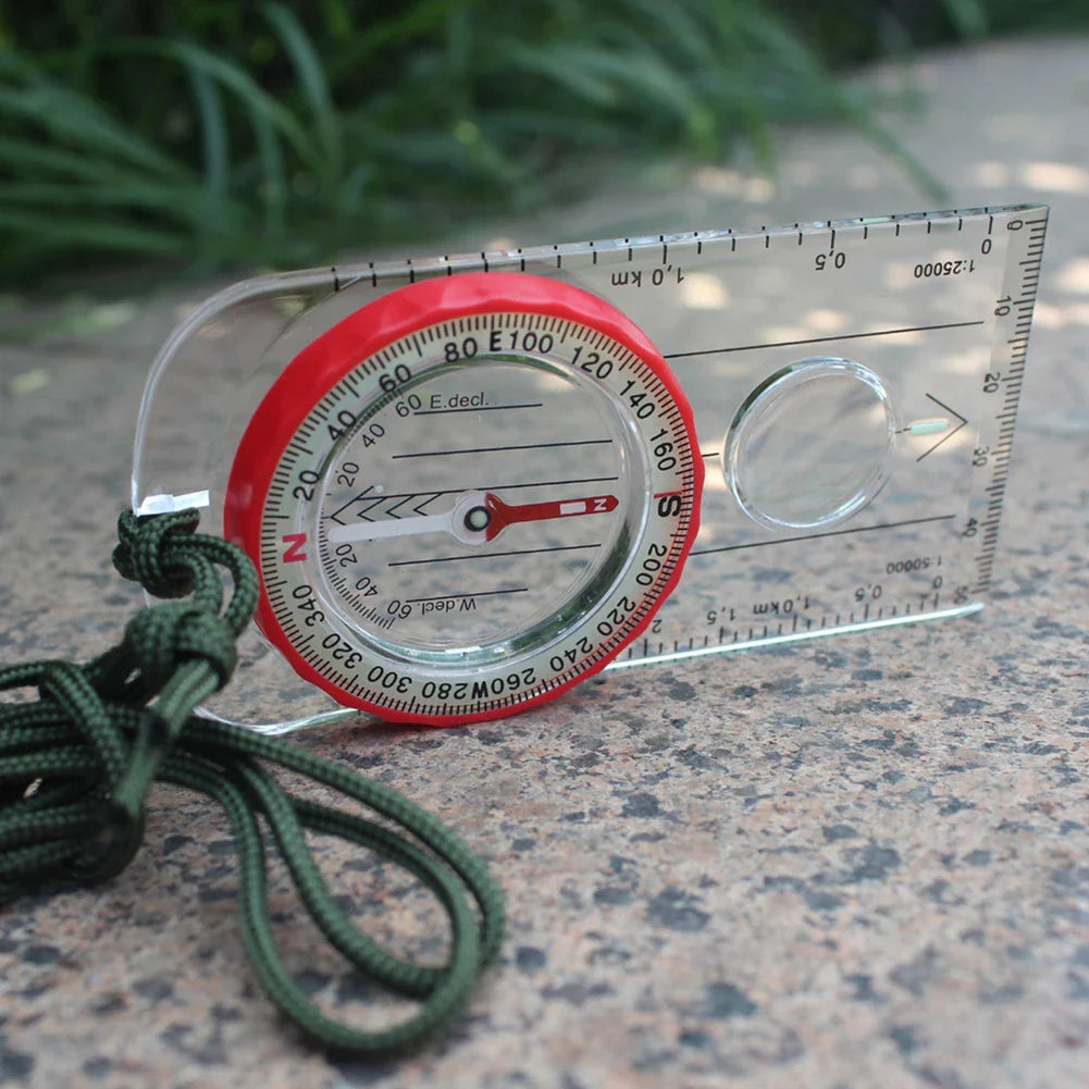 Luminous Waterproof Hiking Compass High Accuracy Baseplate with Neck Strap 4.2 in (107 mm)