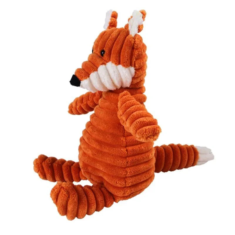 Plush Corduroy Squeaky Dog Toy, Bite-Resistant Animal Plush for Puppies & Small to Large Dogs, Training & Chew Toy