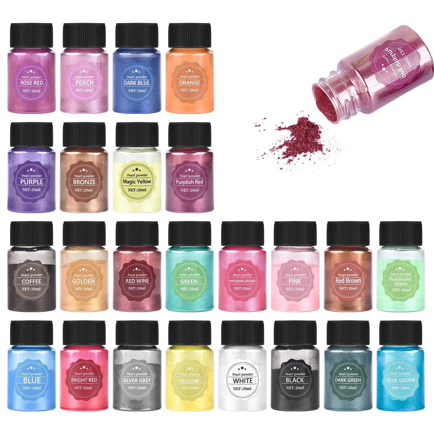 20ml (0.68 fl oz) Pearlescent Mica Powder - Pearl Pigment for Resin, Jewelry, Candles & Nail Art