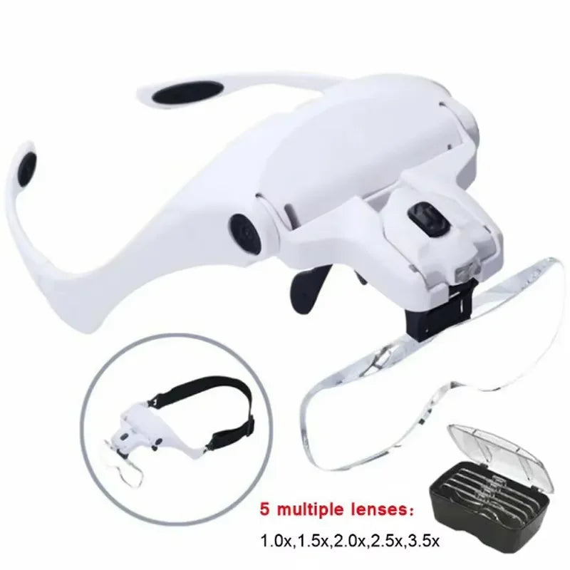 LED Headband Magnifier with 5 Interchangeable Lenses – Jeweler & Watch Repair Loupe