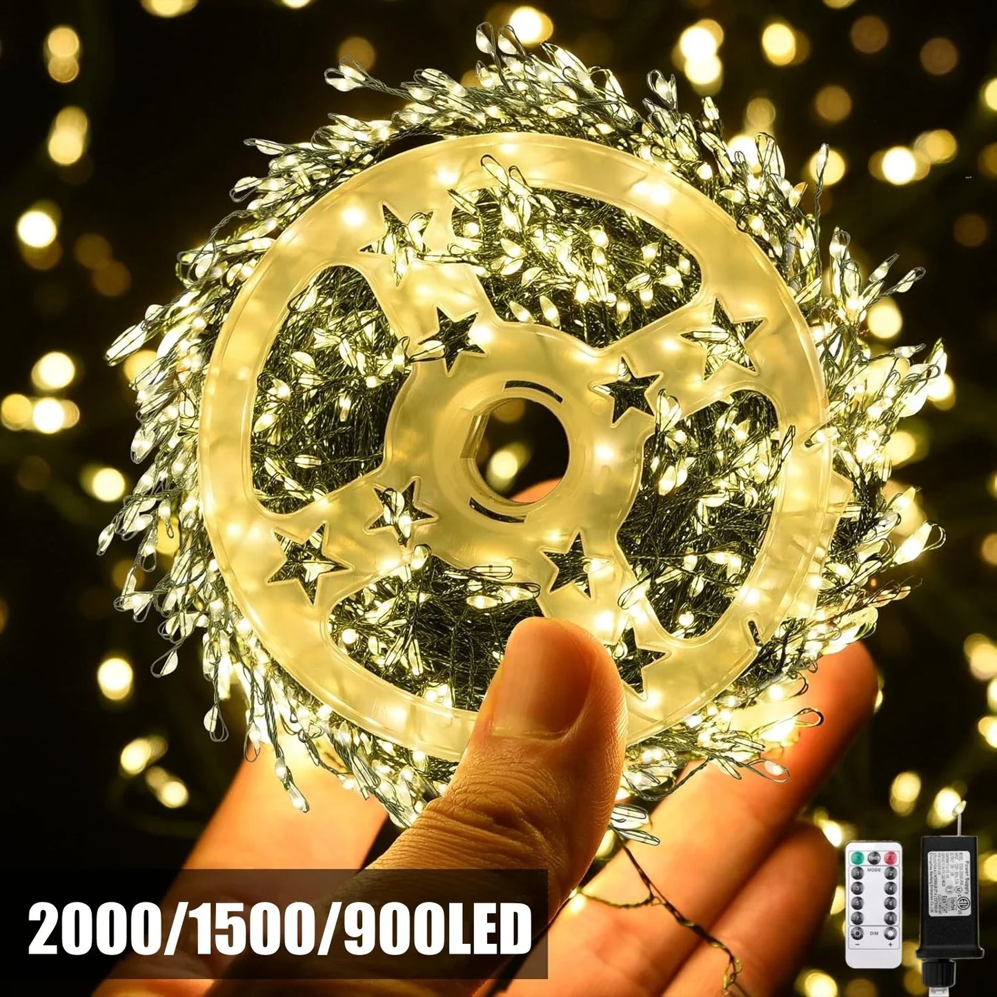LED Firecracker String Lights – Remote Control 30/50/75M (900/1500/2000 LEDs) Copper Wire Fairy Lights with EU/US Plug, IP65 Waterproof for Wedding Halloween Christmas