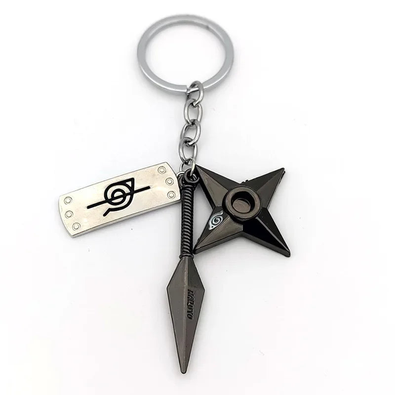 Anime Ninja Keychain Set: Kunai, Shuriken & Red Cloud Charms for Backpack, Car & Keys
