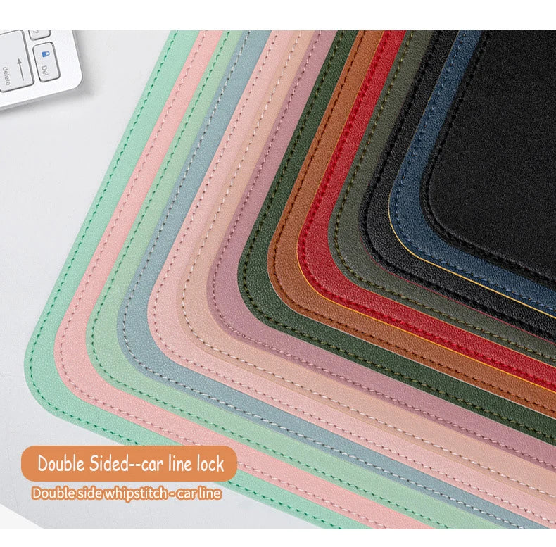 White Large PU Suede Mouse Pad - Waterproof Non-Slip Desk Mat for Gaming & Keyboard