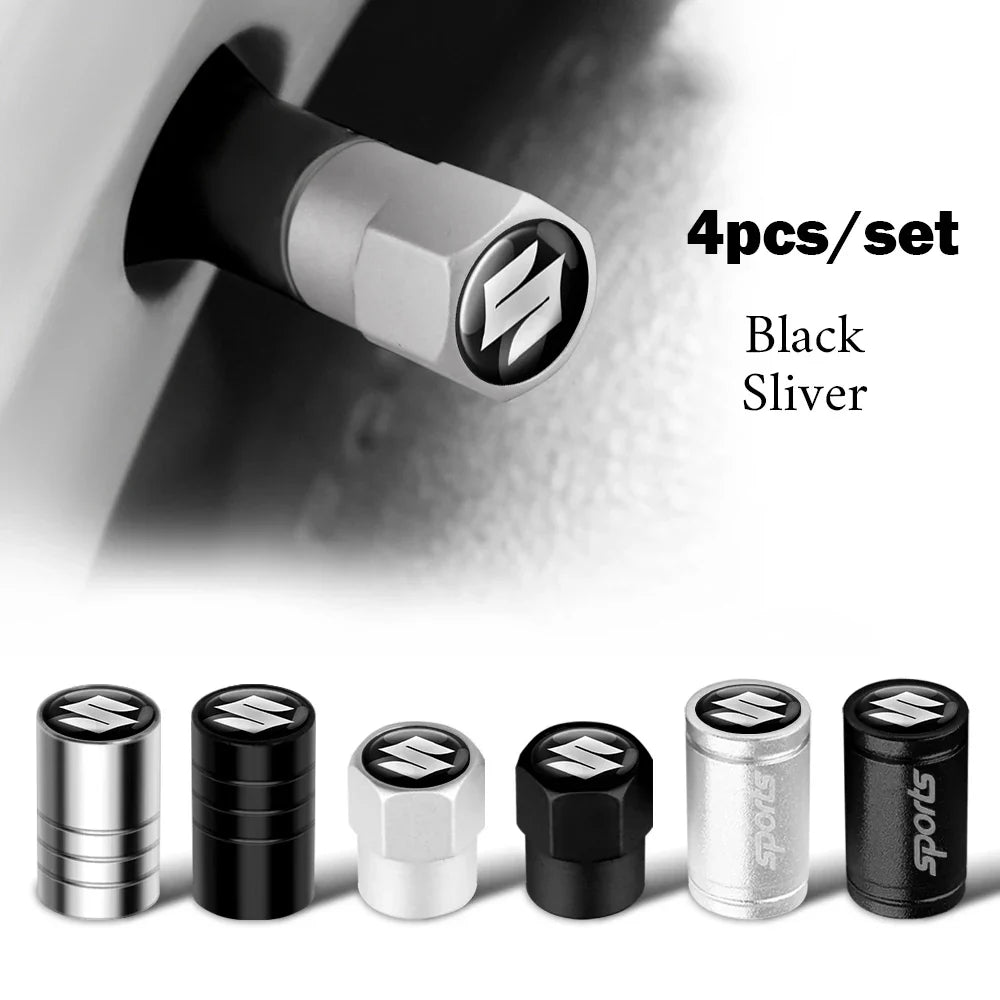 4-Pack Aluminum Tire Valve Stem Caps – Universal Metal Wheel Air Valve Covers