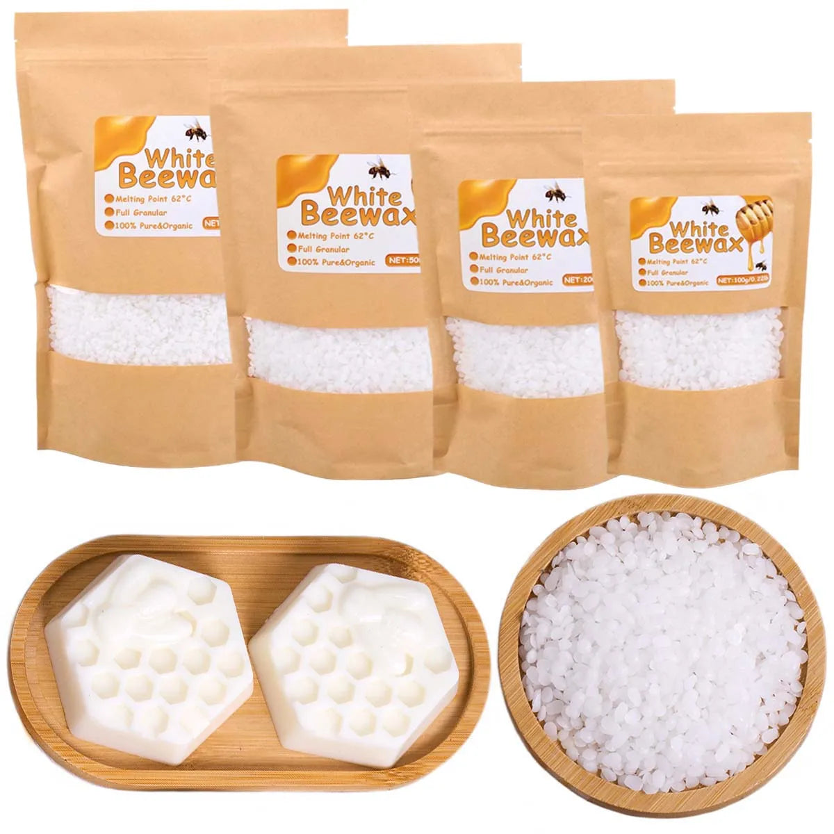 White Beeswax Pellets 1kg (2.2 lb) Odorless Natural Candle Making Wax Granules for DIY Crafts