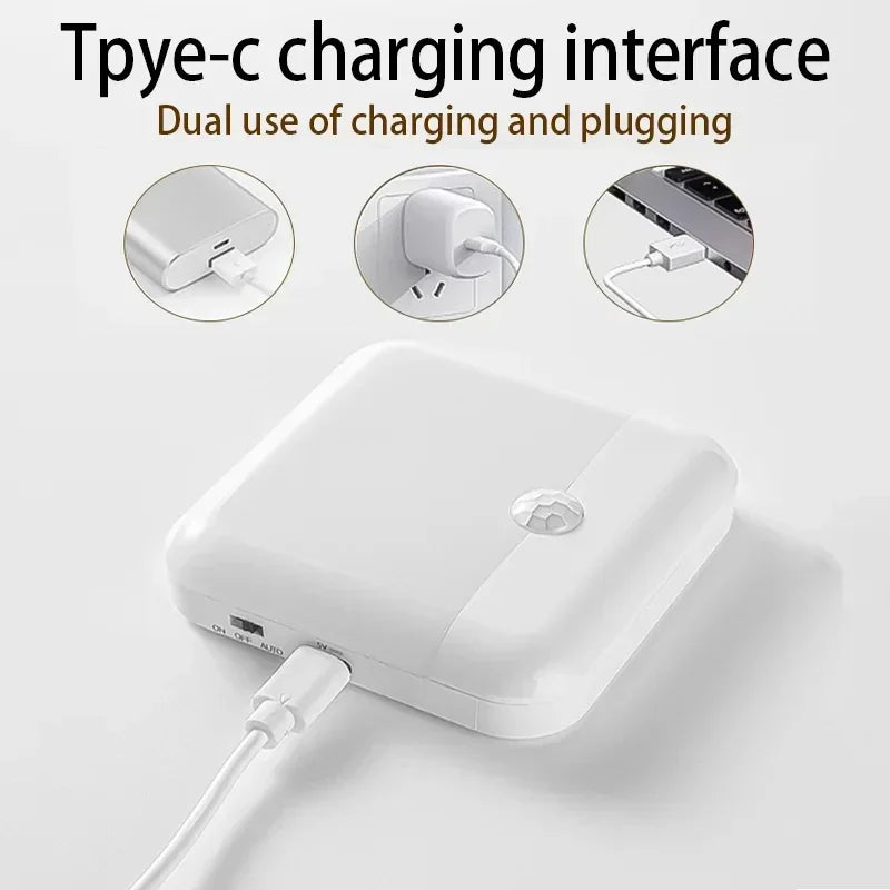 USB Rechargeable Motion Sensor Night Light – Warm/Cool LED with Magnetic Mount for Bedroom Hallway Closet Stairs