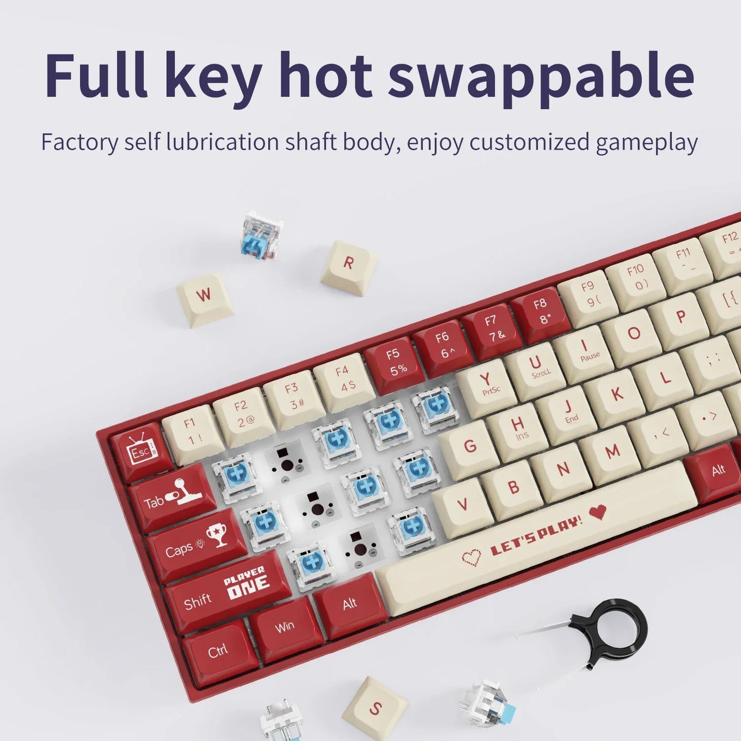 68-Key Compact Mechanical Gaming Keyboard — Hot-Swap ABS Keycaps, Wired / 2.4G Wireless / Bluetooth
