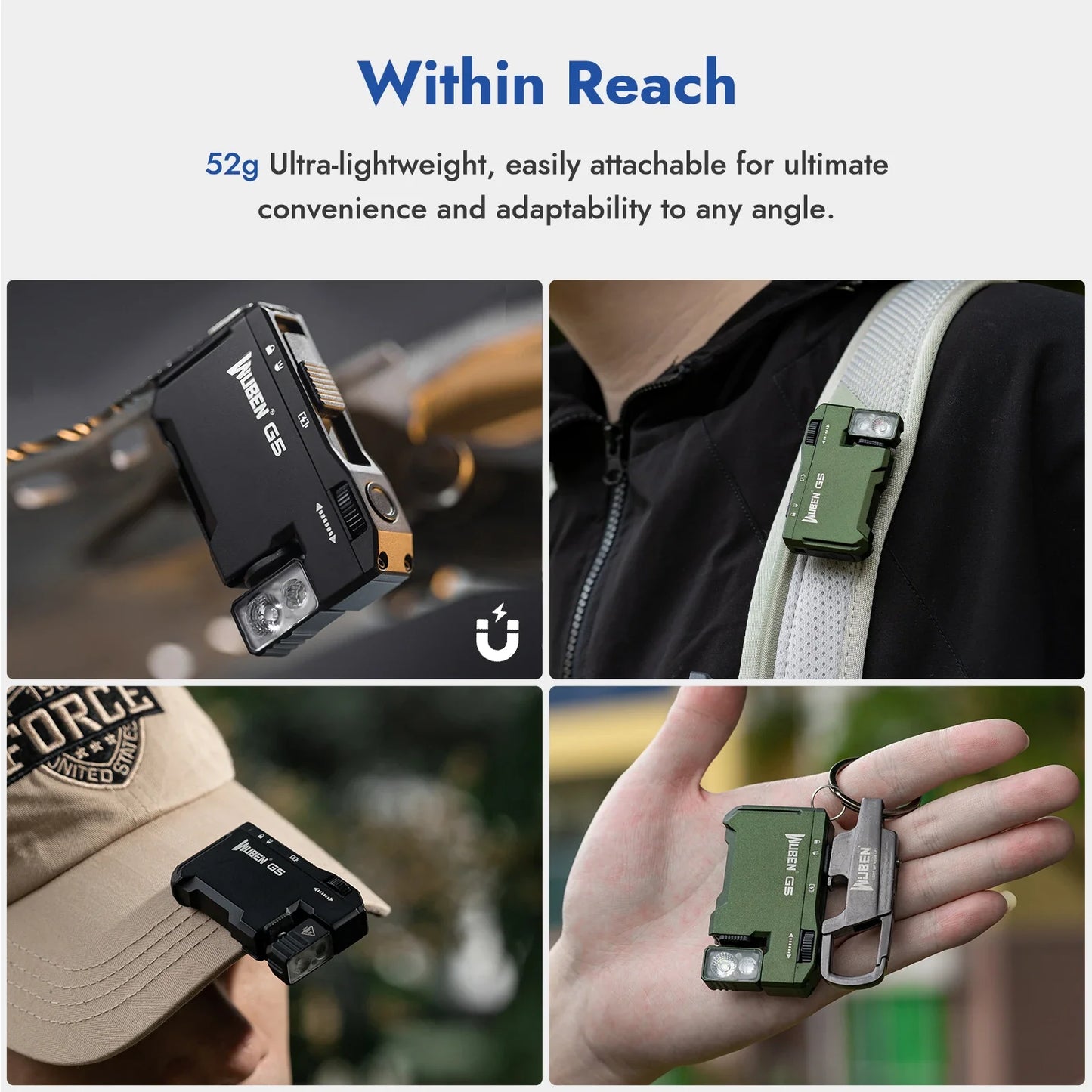 Rechargeable EDC Flashlight 400 Lumens Mini Pocket Light with Dual LED & RGB