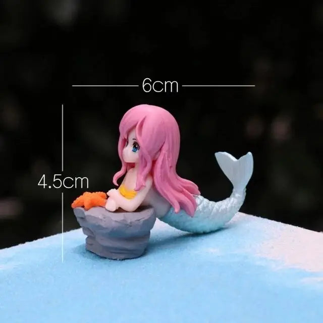 Little Mermaid Resin Figurine - Mini Aquarium Ornament, Cake Topper & Desk Decor