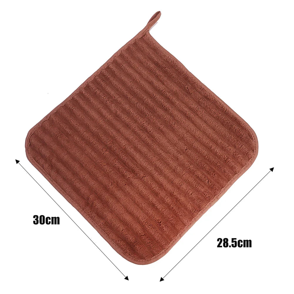 Coral Fleece Hand Towel - Ultra Absorbent Microfiber Kitchen Cloth, Hangable & Durable, 28.5 x 30 cm (11.2 x 11.8 in), 1/2/3/5-Pack