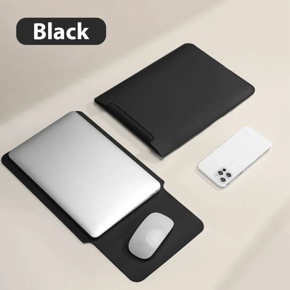 Waterproof PU Laptop Sleeve 11–16 Inch (26–40 cm) Convertible Mouse Pad | Thin Lightweight Notebook & Tablet Sleeve