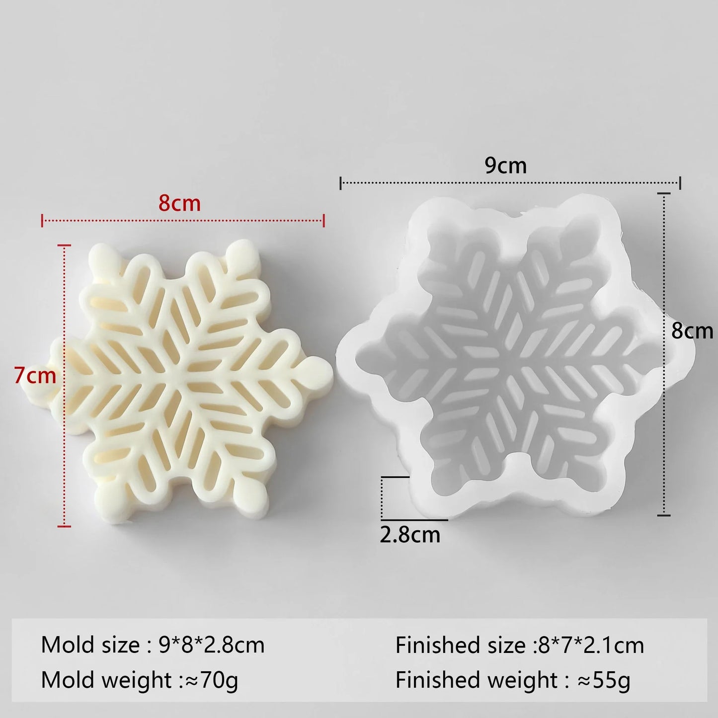 3D Snowflake Silicone Mold - DIY Candle, Soap & Wax Melt Mold for Christmas Crafts, Aroma Stones & Holiday Home Decor