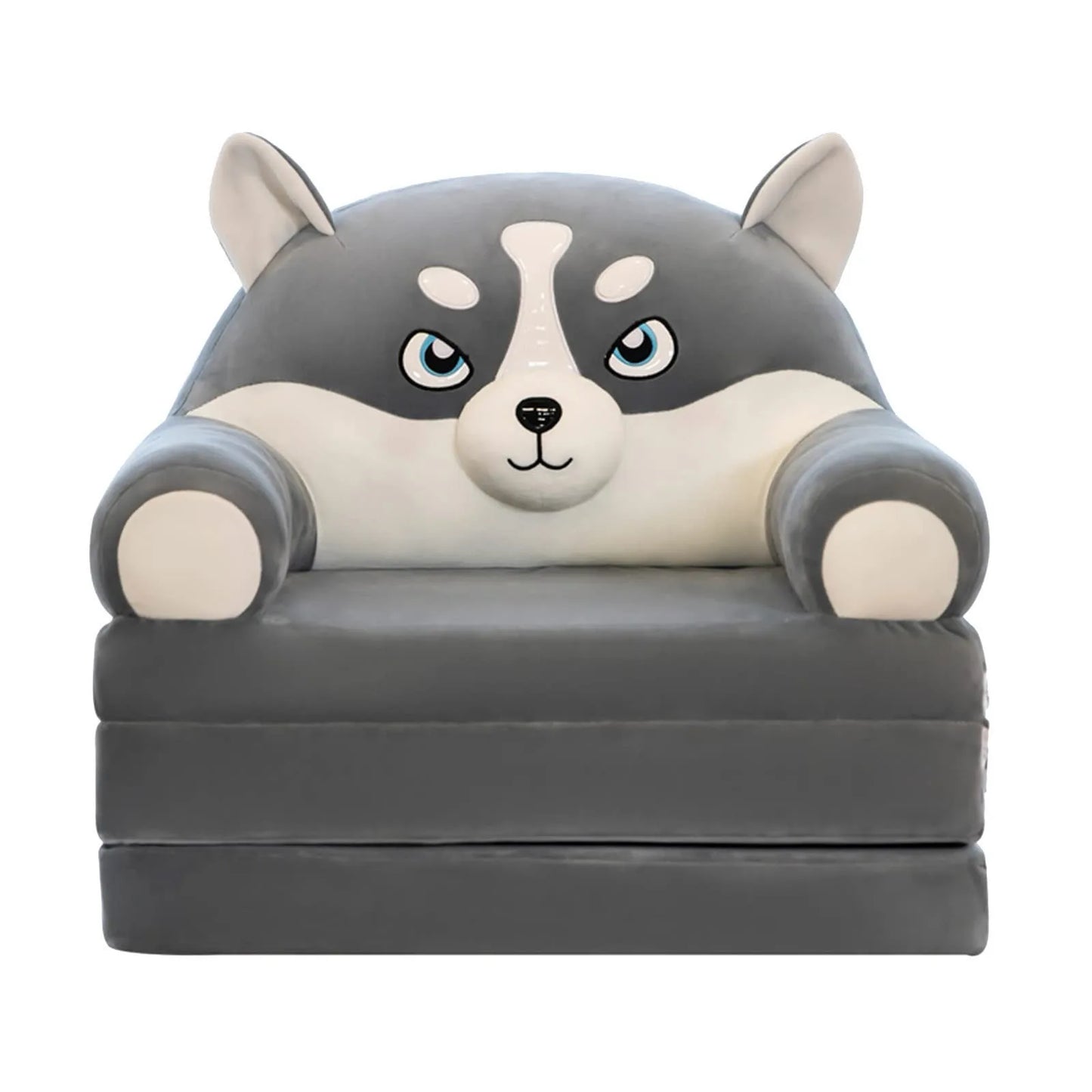 2-in-1 Foldable Plush Kids Sofa Bed – Cartoon Children's Fold-Out Chair for Nursery & Playroom