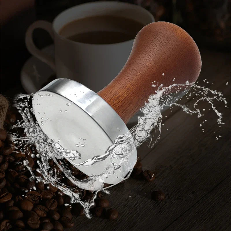 Espresso Tamper and Distributor 51/53/58 mm (2.01/2.09/2.28 in) Aluminum Flat Base with Wood Handle