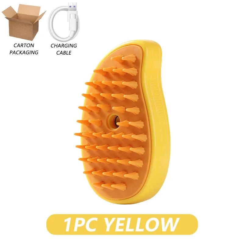 3-in-1 Pet Steamy Brush – Electric Spray Groomer, Silicone Massage & Hair Remover for Cats & Dogs