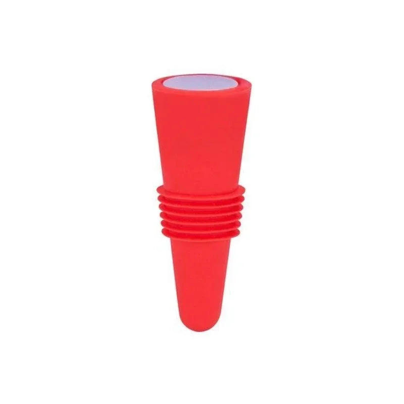 Silicone Wine Bottle Stopper with Stainless Steel Top - Leakproof Reusable Champagne & Beverage Sealer