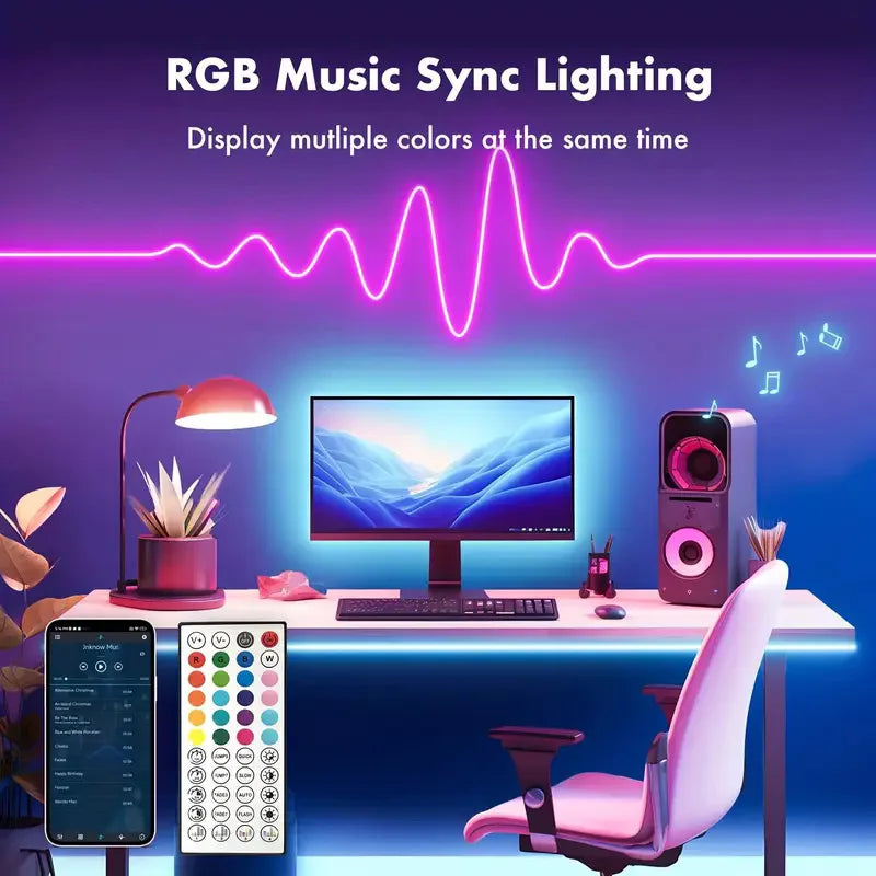 EU Plug 24V RGB Neon LED Rope Light Strip - Bluetooth Music Sync, Waterproof IP67 - 5/10/15/20/30M (16.4/32.8/49.2/65.6/98.4 ft)