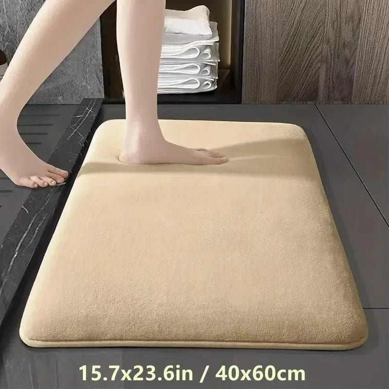 Absorbent Non-Slip Coral Velvet Bath Mat – Soft Bathroom Floor Rug & Door Mat