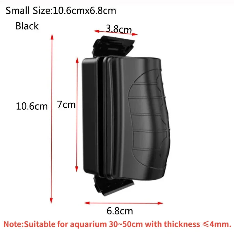 Magnetic Aquarium Algae Scraper Brush – Floating Glass Cleaner for 12–20 in (30–50 cm) Tanks, ≤4 mm Glass (Carbon Fiber Blade)