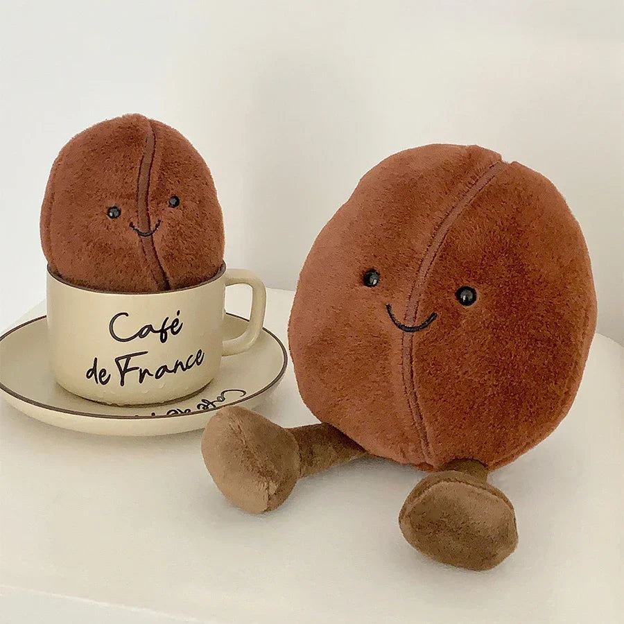 Coffee Bean Plush Toy 5.1 in (13 cm) Soft Brown Stuffed Doll Cute Home Decor Gift