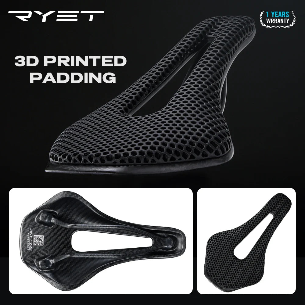 3D Printed Carbon Fiber Bicycle Saddle 255x150mm (10 x 5.9 in) – Ultralight Hollow Breathable MTB & Road Bike Seat