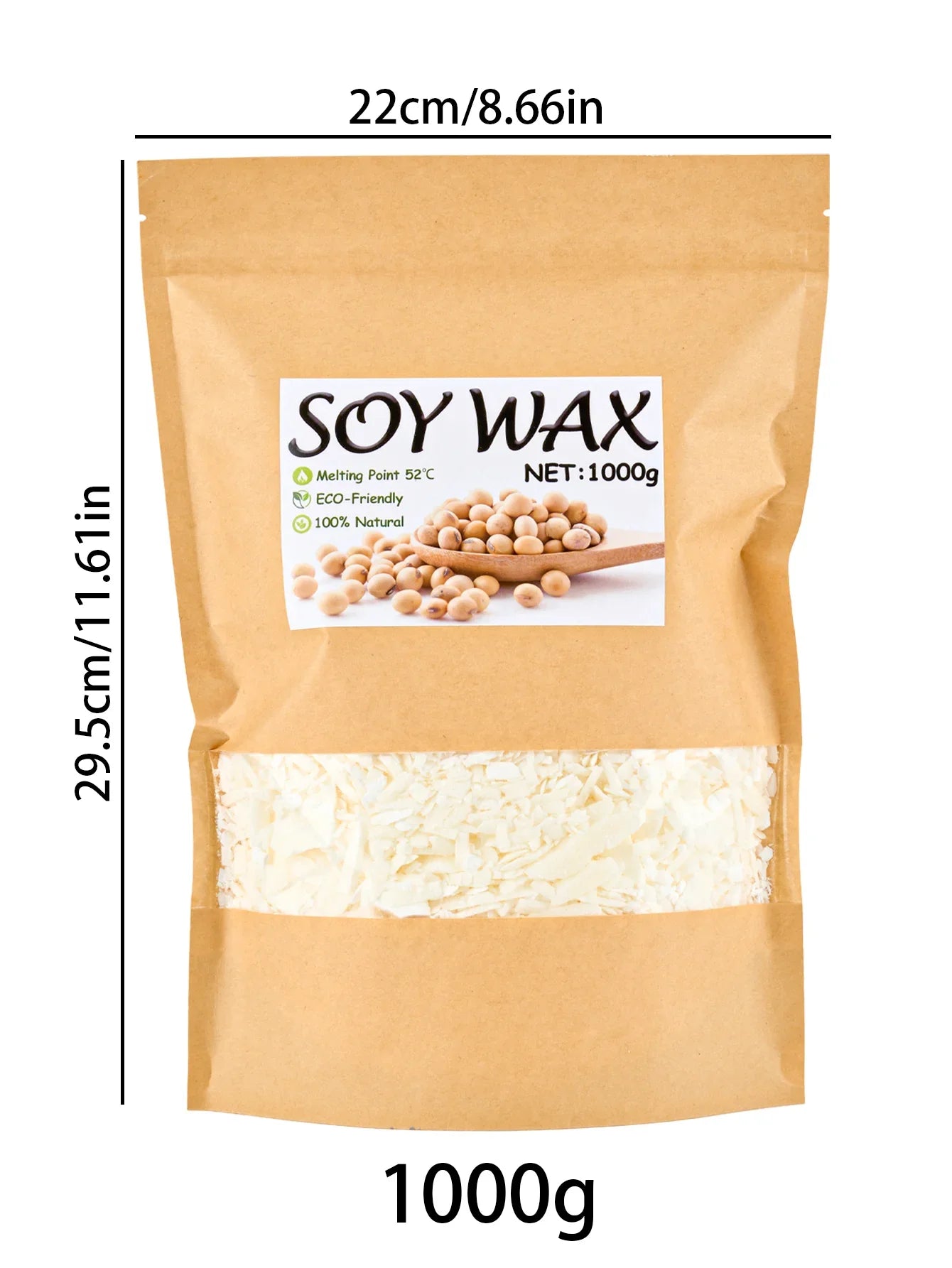 Natural Soy Wax Flakes for Candle Making — Additive-Free DIY Candle Supplies, 100g/200g/453g/1000g (3.5oz/7.1oz/16oz/35.3oz)