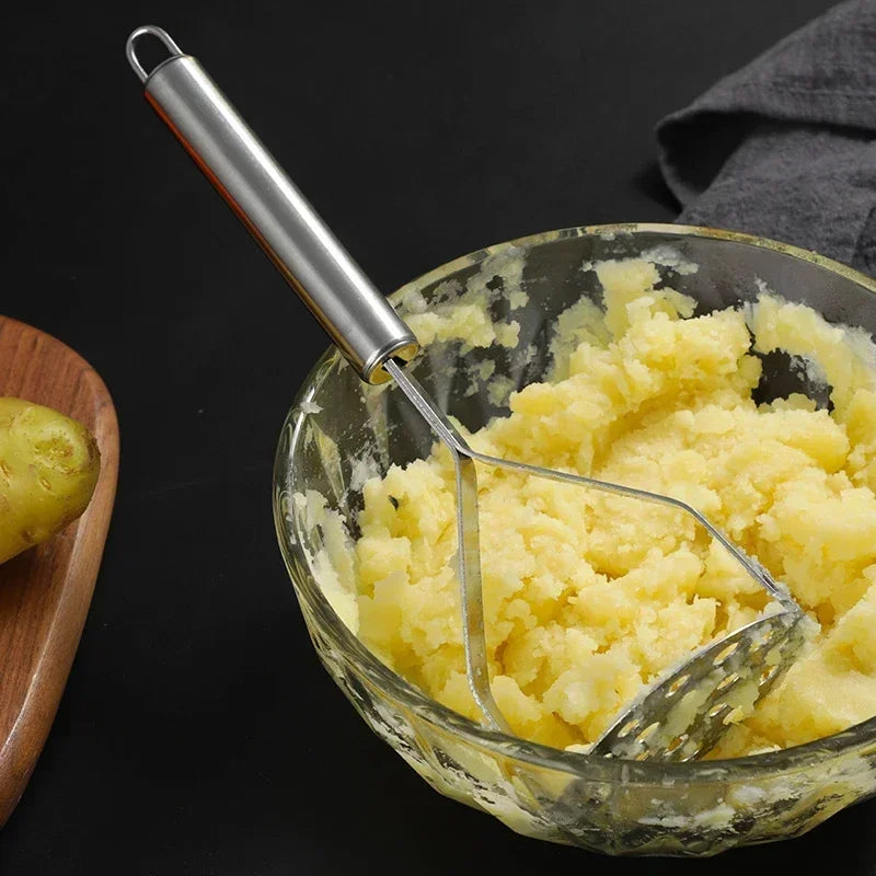 Handheld Stainless Steel Potato Masher & Vegetable Ricer - Durable Kitchen Food Crusher