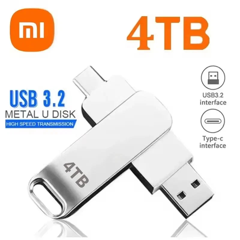 16TB USB 3.2 Type-C Metal Flash Drive - High-Speed Portable Pen Drive, Waterproof