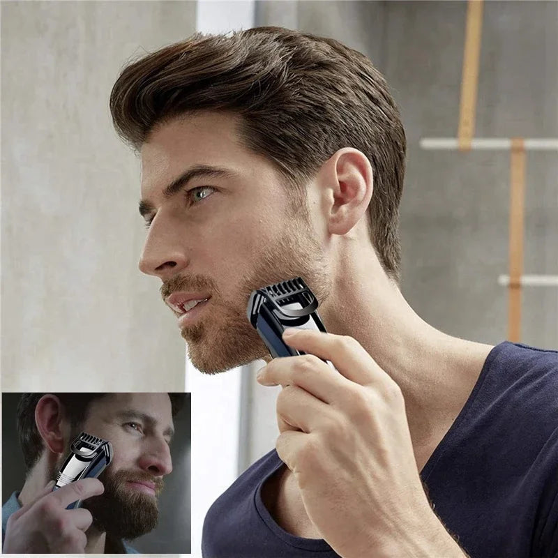 Rechargeable Cordless Beard & Mustache Trimmer, Adjustable 0.5–10 mm (0.02–0.39 in) Stubble Clipper