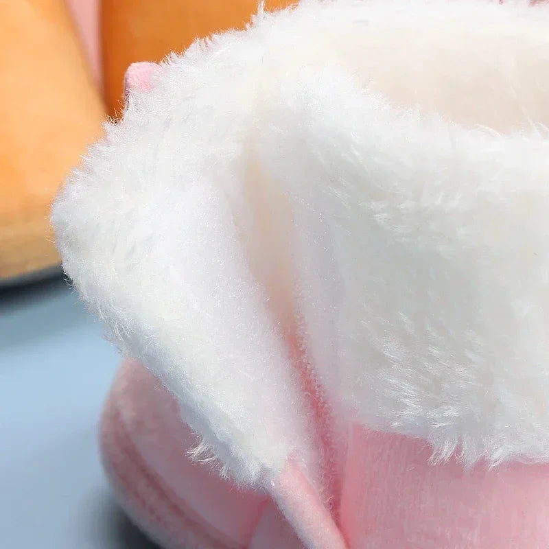 Baby Soft Pompom Snow Booties - Warm Infant & Toddler First Walker Boots, Sizes 12-14 (4.3-4.9 in / 11-12.5 cm)