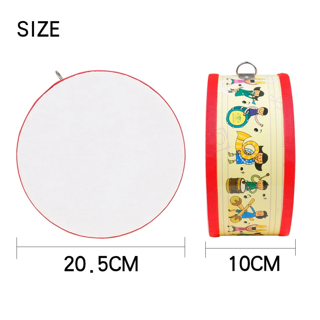 Double-Sided Wooden Hand Drum Tambourine – Cartoon Orff Percussion Instrument for Kids, Portable Educational Toy