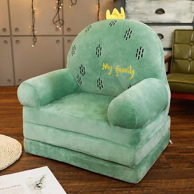 Foldable Kids Cartoon Sofa Bed — Plush Toddler & Baby Seat, Princess Nap Cushion