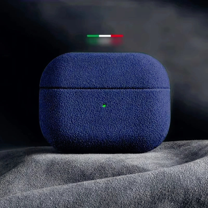 Italian Suede Leather Case for Wireless Earbud Charging Case – Luxury Suede Protective Cover with Wireless Charging Support