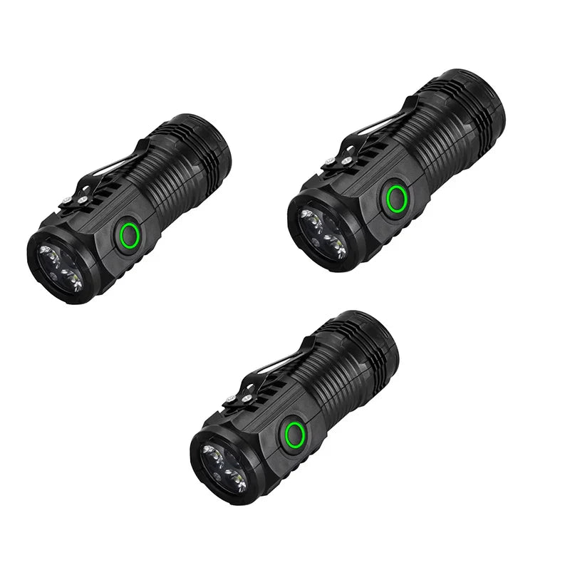 Rechargeable 450-Lumen Waterproof LED Flashlight – Portable EDC Torch for Camping, Hiking & Emergency (50–100 m / 164–328 ft Beam)