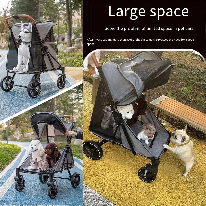 Foldable Pet Stroller for Medium to Large Dogs — 55 kg (121 lb) Load Capacity, Spacious Cabin for Senior Pets