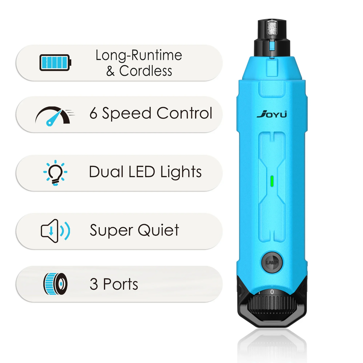 6-Speed Rechargeable Dog Nail Grinder Quiet Electric Pet Nail Trimmer for Painless Paw Grooming