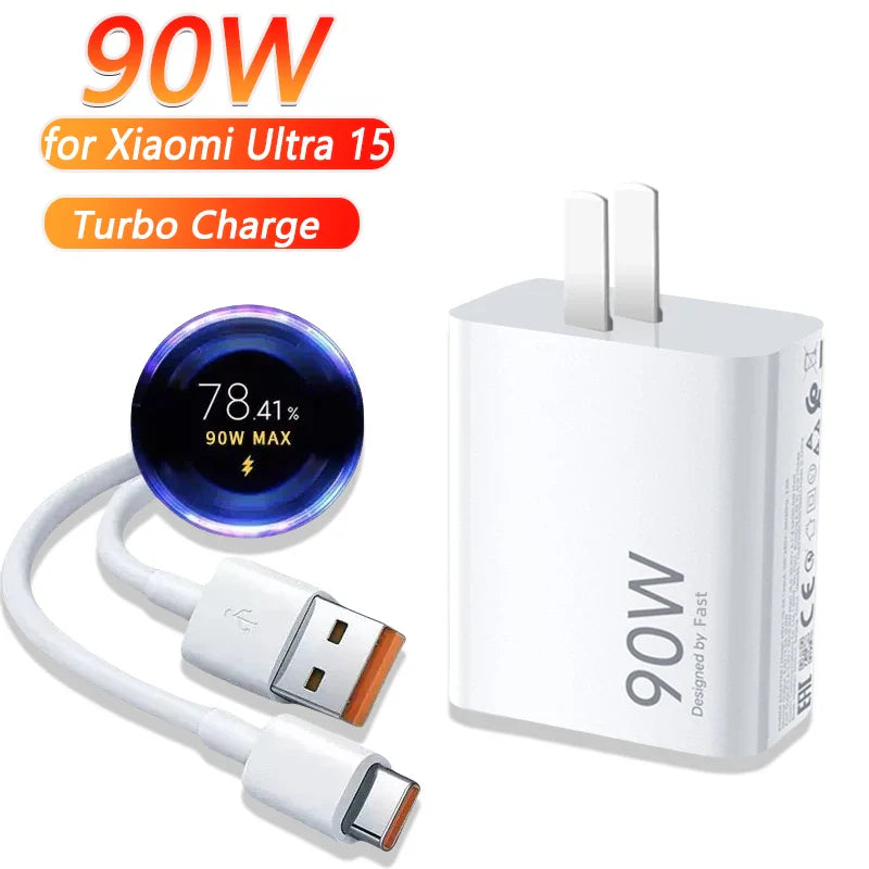 65W USB Quick Charger with USB-A to USB-C Fast Charging Cable – PD/QC Compatible, UL CE EMC Certified