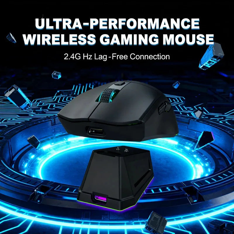 Wireless Ergonomic Gaming Mouse 3-Level DPI Dual-Mode Connection Magnetic Charging Dock