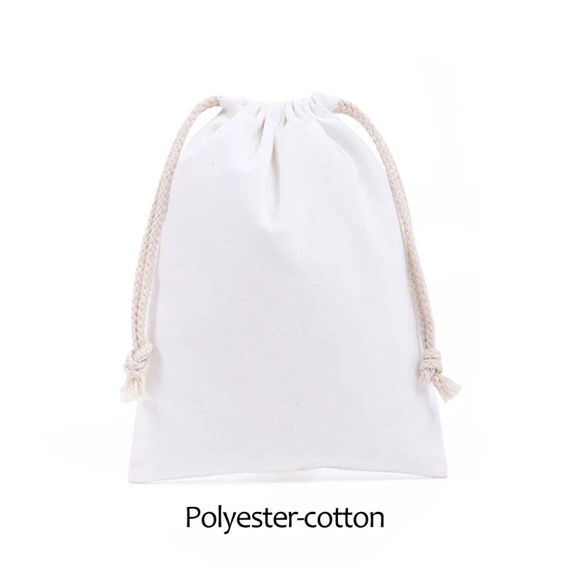 Cotton Drawstring Canvas Bags - White Reusable Gift & Storage Pouches for Candy, Jewelry, Travel and Home Organization