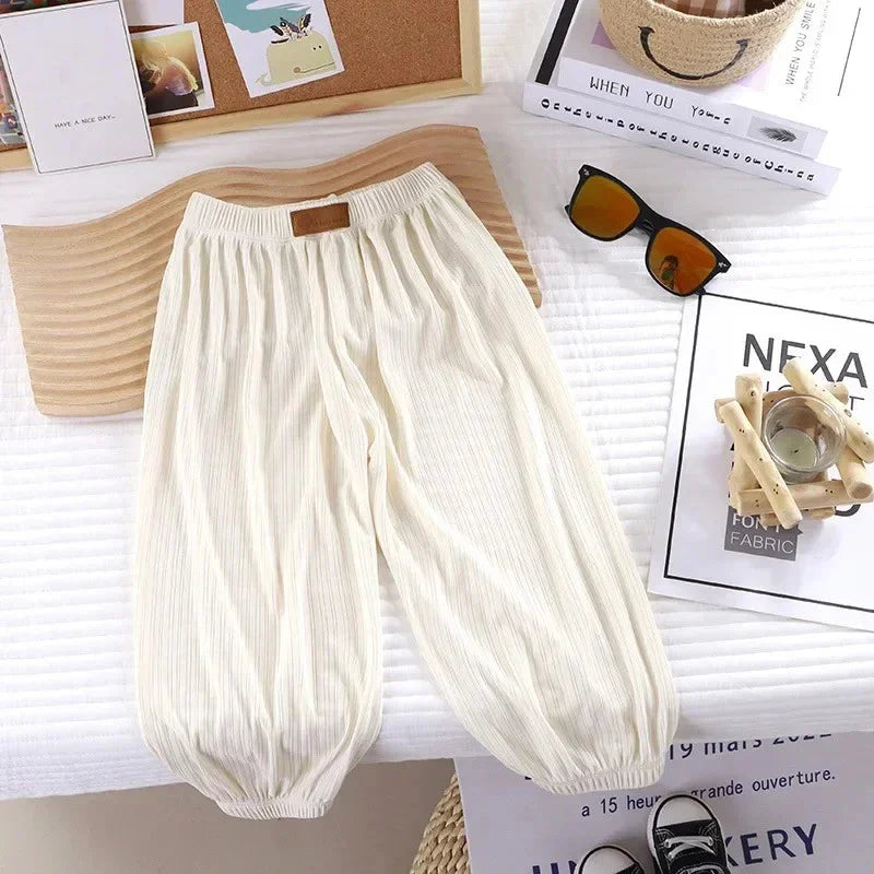 Summer Breathable Mosquito-Repellent Candy Color Baby & Kids Pants with Elastic Waist