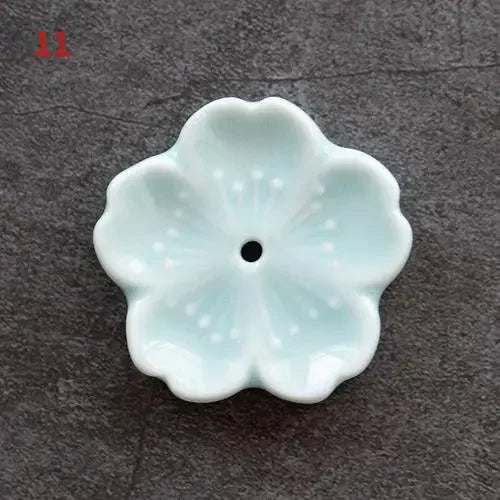 Cherry Blossom Ceramic Incense Burner Sakura Incense Stick Holder Aromatherapy Censer Home & Office Decor