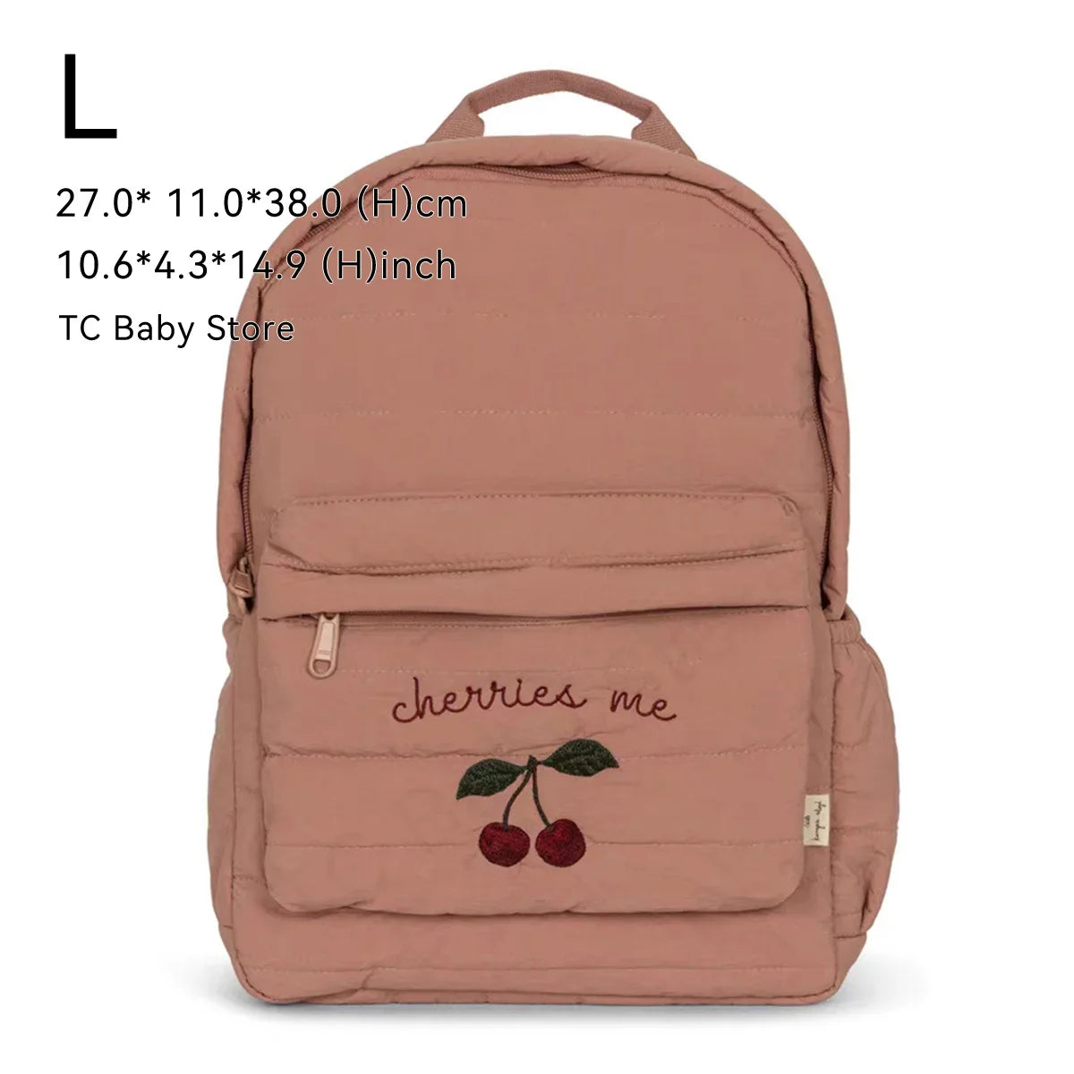 Cherry Parent-Child Kids Backpack — Kindergarten School Bag (Small & Large S/L) Lightweight Cotton Travel Bag for Boys, Girls & Moms