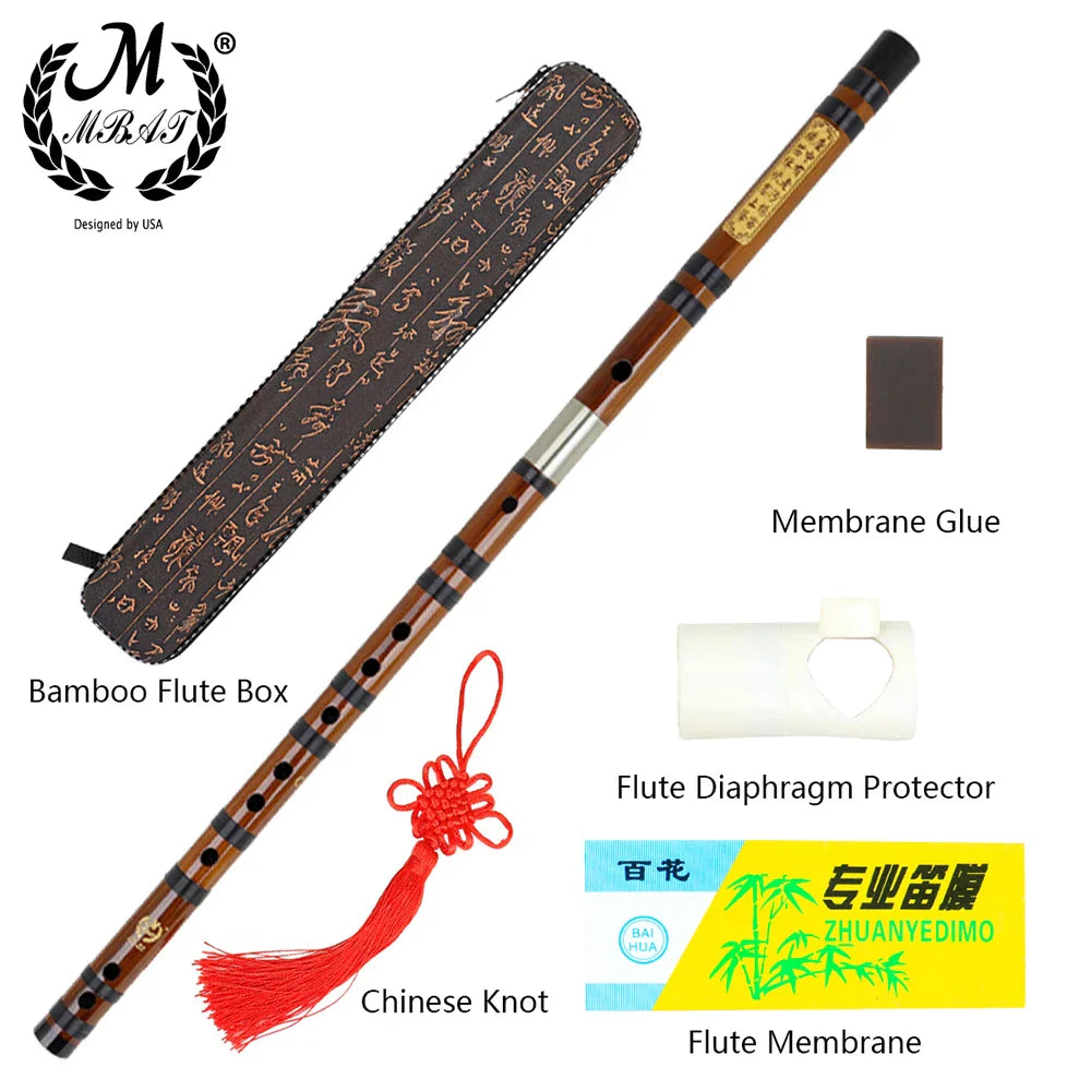 Handmade Bamboo Dizi Flute – 2-Piece Transverse Dizi, 8-Year Air-Dried Bitter Bamboo, Keys C/D/E/F/G, Brass Joint, Case & Membrane Included