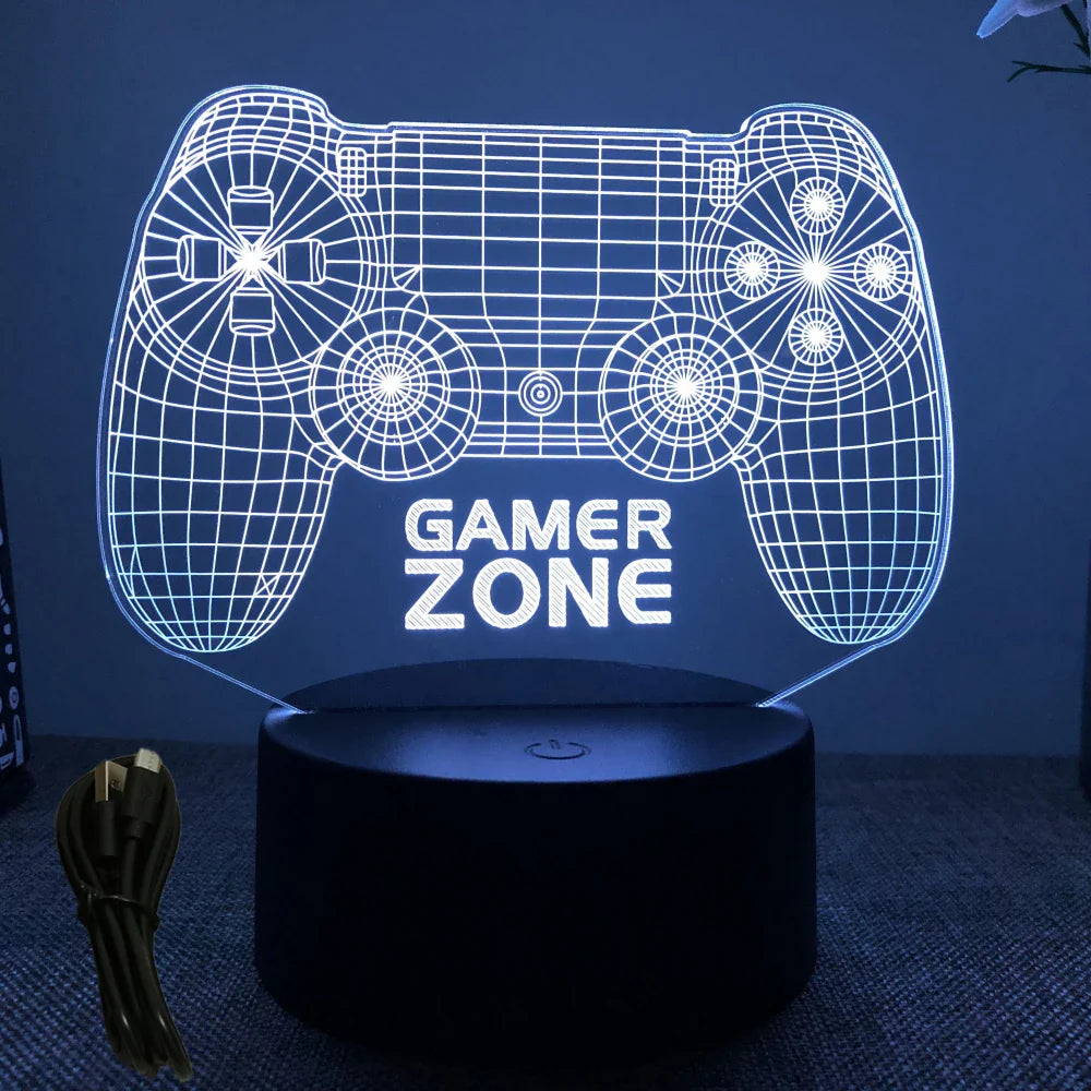 3D LED Neon Gamer Lamp - RGB Acrylic Night Light with Remote & Touch for Kids & Gaming Room
