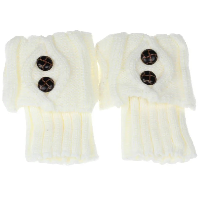 Women's Short Knit Diamond 2-Button Boot Cuffs — Knit Leg Warmers & Boot Covers