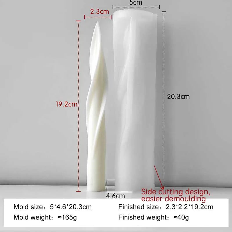 Geometric Spiral Long Rod Silicone Candle Mold for Handmade Aroma Candles & DIY Candle Making Supplies