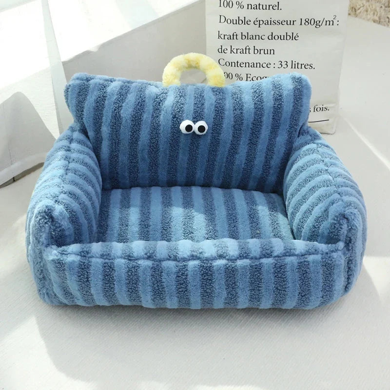 Winter Warm Pet Sofa Bed — Plush Kennel Cushion for Small Dogs & Cats