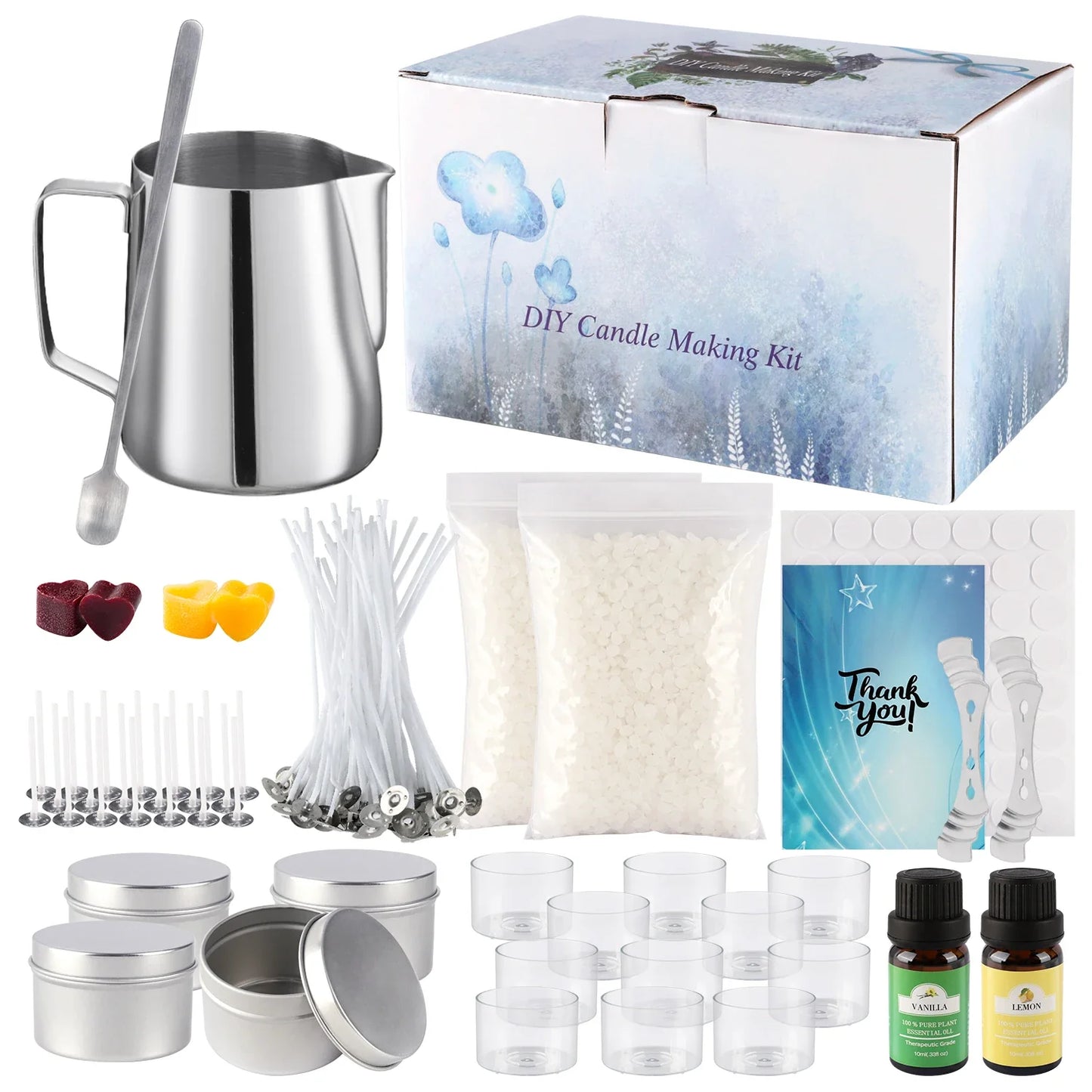 DIY Candle Making Kit with Soy Wax & Essential Oils – Aromatherapy Candle Supplies for Beginners, Gift Set