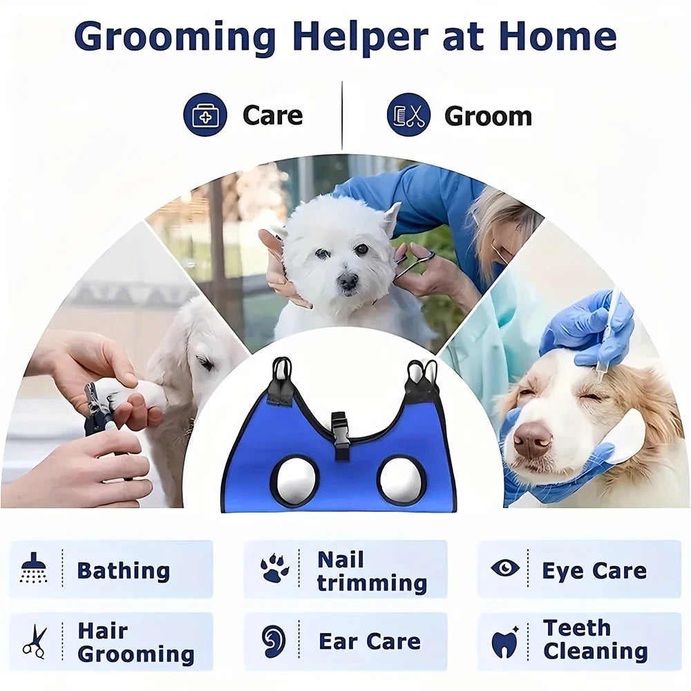 Pet Grooming Hammock for Cats & Small Dogs - Nail Trimming Restraint Bag with Hook Fastener, Anti-Scratch Grooming Aid
