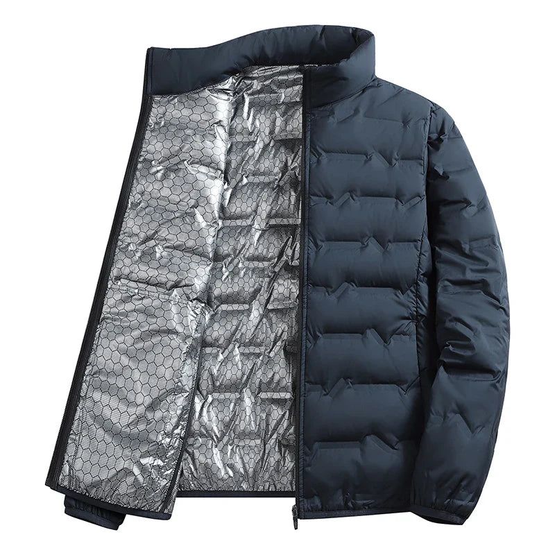 Men's Winter Down Jacket Warm Windproof Hiking Coat Thickened Casual Stand Collar Outerwear